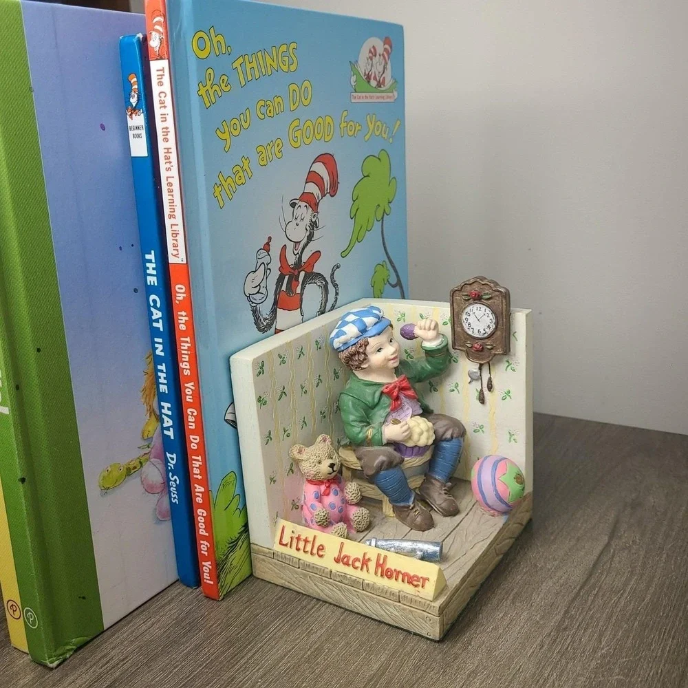 Vintage Little Jack Horner Bookends 3D Nursery Rhyme Resin 4x4